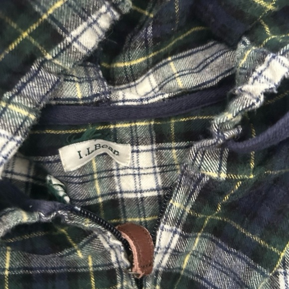 LL Bean Women’s Full Zip Plaid Flannel Hoodie Size Small - Picture 2 of 4